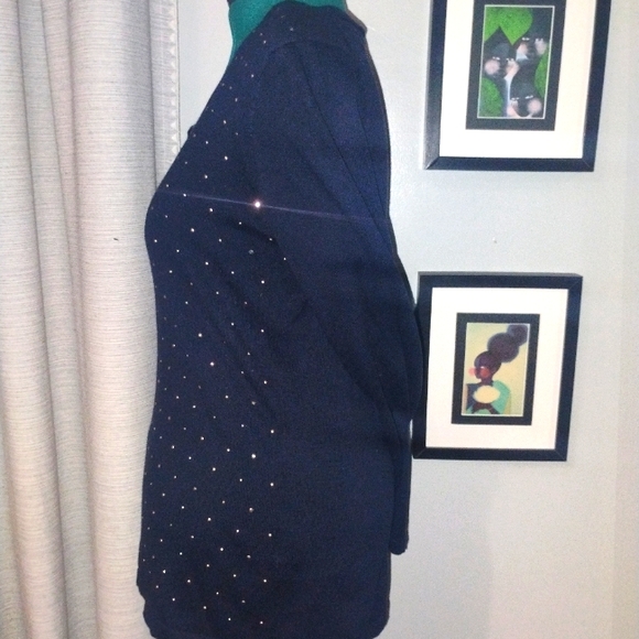 Tommy Hilfiger Navy & Gold Metallic Dot Sweater Sz L - Picture 5 of 9